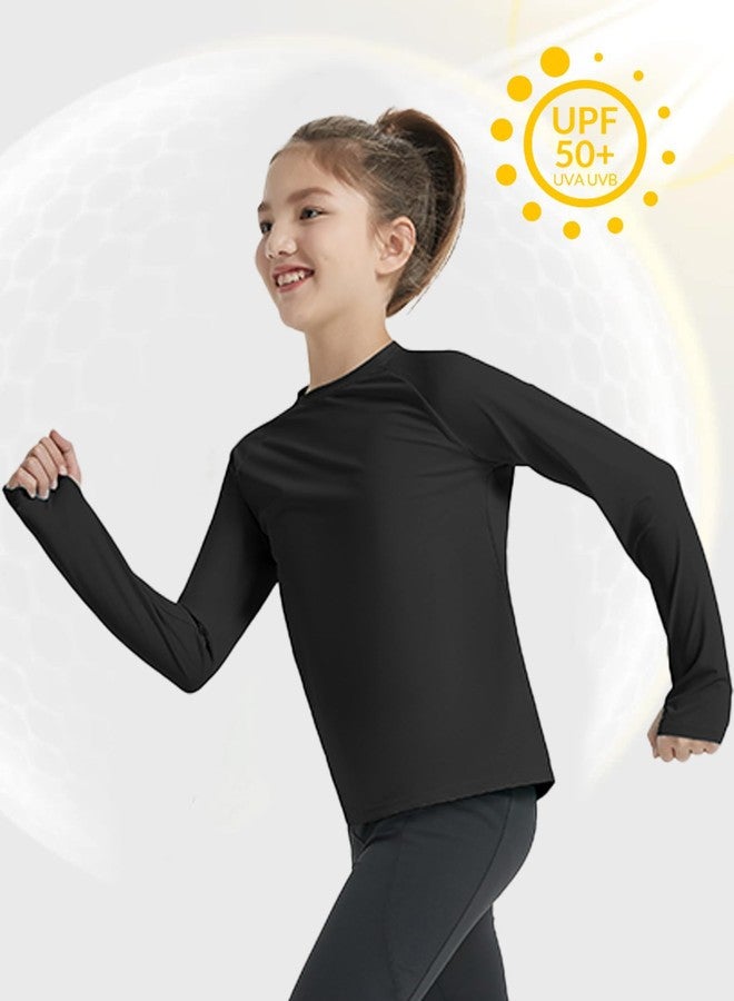 EXARUS 3 Pack Girls Long Sleeve Shirts Athletic Quick Dry Tops UPF 50+ Performance Tees with Thumb Holes for Teens Set 3 10Y - Image 5